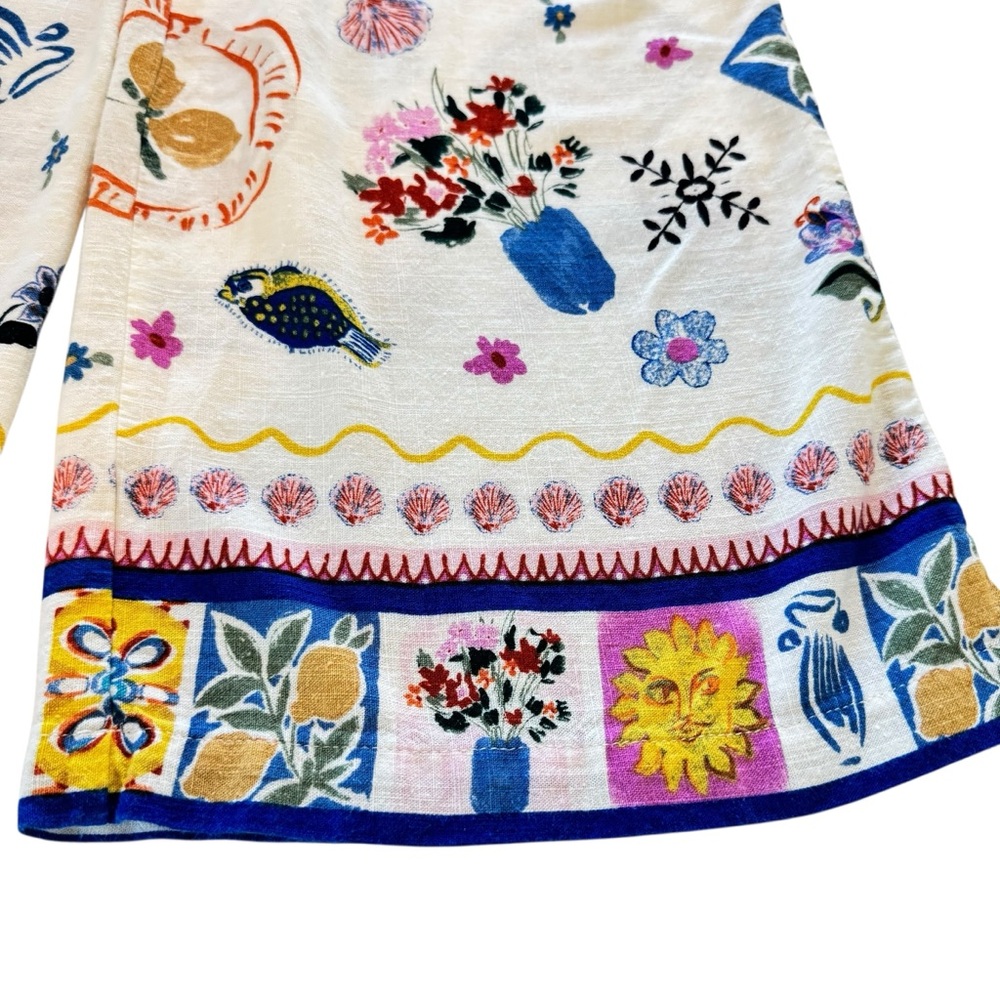 Label Of Love Anthropologie Womens M Tropical Wide Leg Linen Blend Resort Pants - Picture 11 of 16